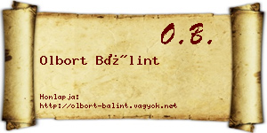 Olbort Bálint névjegykártya